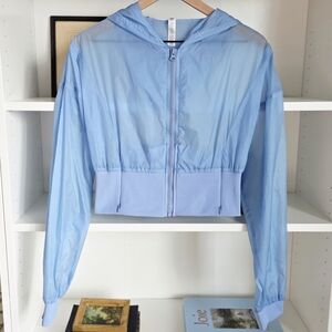 Alo Yoga Womens Nebula Cropped Zip Hoodie Light Blue Size Small